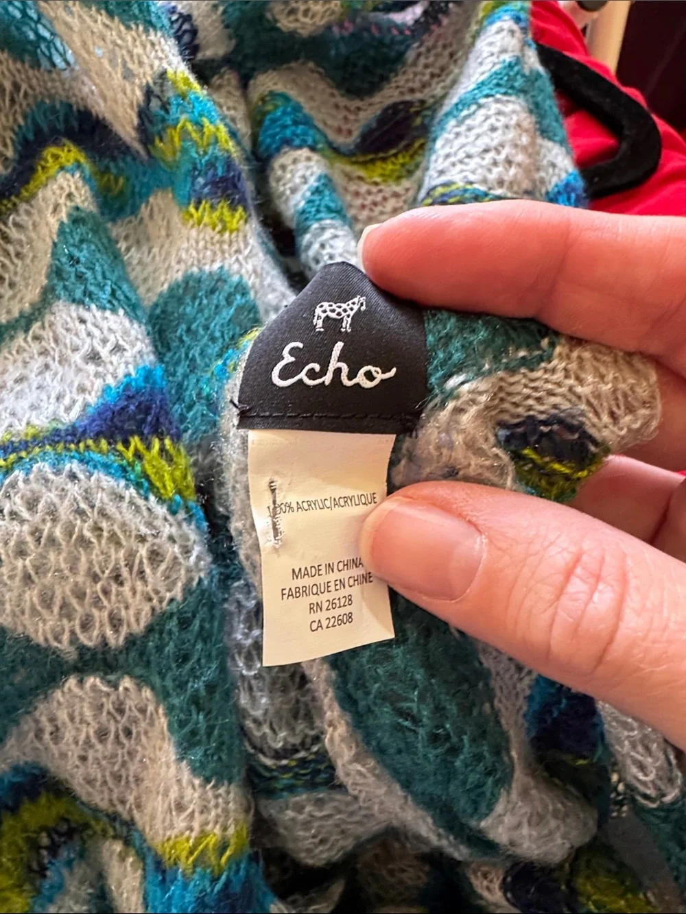 Echo Teal White Blue Green Patterned Infinity Scarf